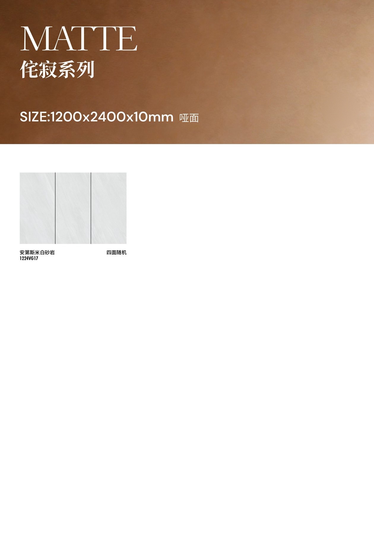 1224-10 · 1200×2400 mm · 10 mm · Matte sintered stone