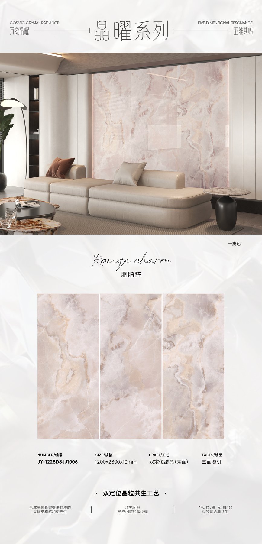 JY-1228DSJJ1006 · 1200×2800 mm · 10 mm · Textured sintered stone