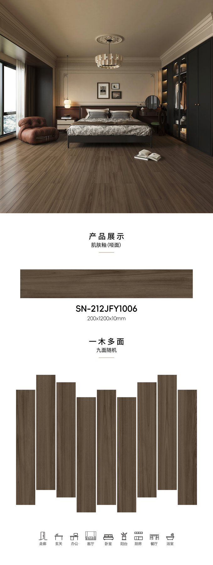 SN-212JFY1006 · 200×1200 mm · 10 mm · Textured sintered stone