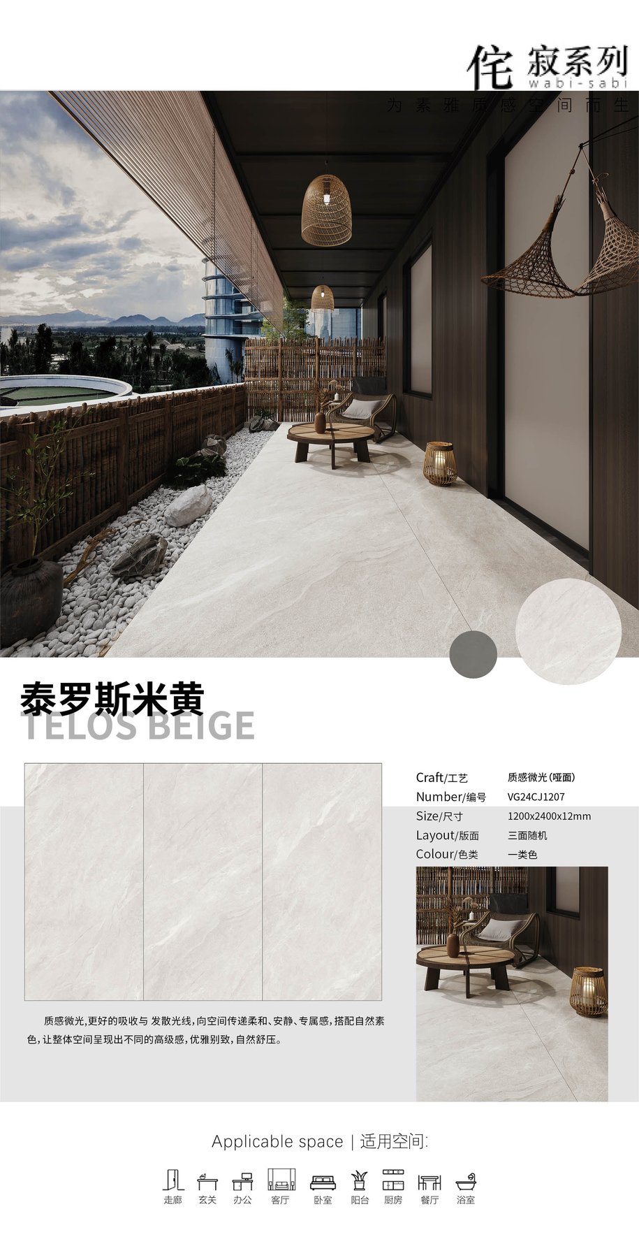 VG24CJ1207 · 1200×2400 mm · 12 mm · Matte sintered stone